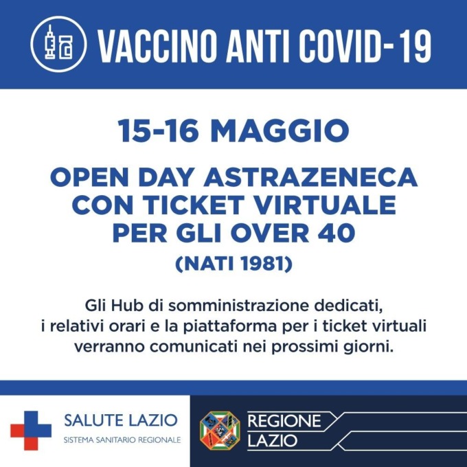 CORONAVIRUS: VACCINI, OPEN DAY PER GLI OVER 40