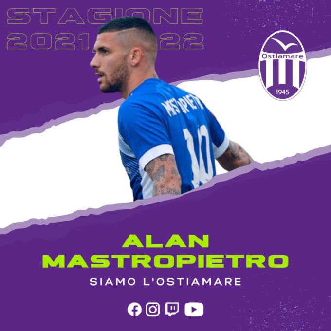 SERIE D: OSTIAMARE, CONFERMATO ALAN MASTROPIETRO. RITORNA MATTEO BERTOLDI