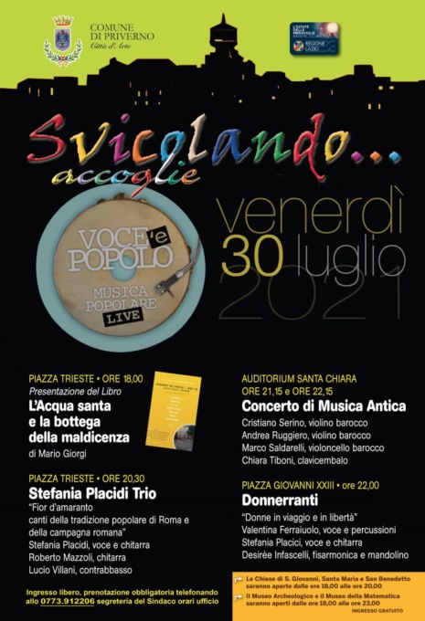 PRIVERNO: “VOCE E POPOLO”, UNA SERATA DI CULTURA