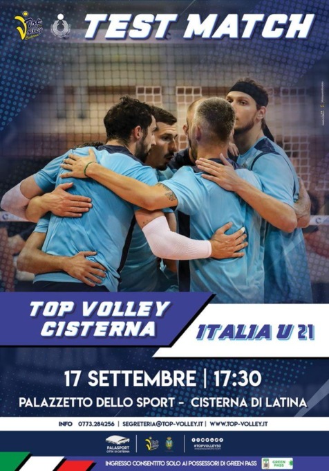 PALLAVOLO: DOMANI AMICHEVOLE TOP VOLLEY-NAZIONALE UNDER 21