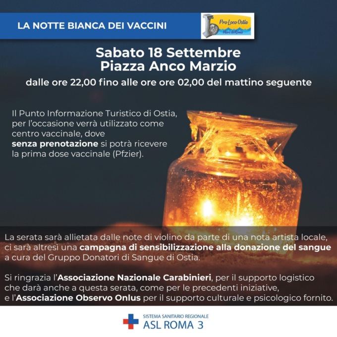 ROMA: SABATO LA NOTTE BIANCA DEI VACCINI A OSTIA