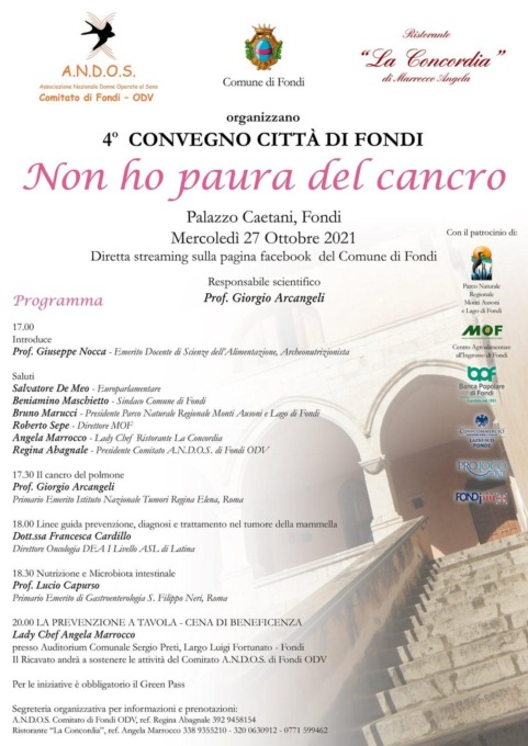 FONDI: “IO NON HO PAURA DEL CANCRO”, IL CONVEGNO (VIDEO)