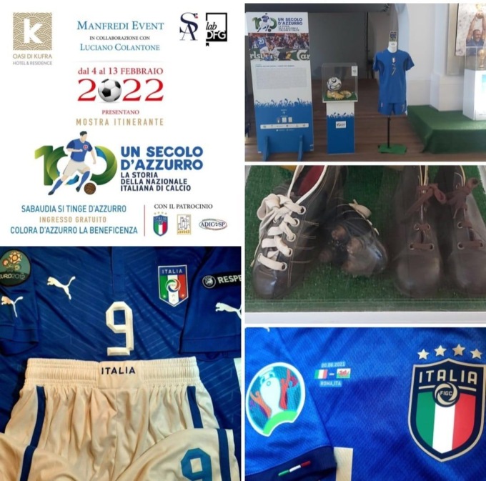 SABAUDIA: INAUGURATA LA MOSTRA “UN SECOLO D’AZZURRO”, I CIMELI DELLA NAZIONALE ITALIANA (VIDEO)