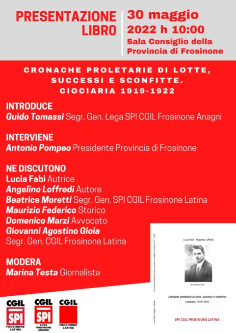 FROSINONE: “CRONACHE PROLETARIE DI LOTTE”, PRESENTATO IL LIBRO
