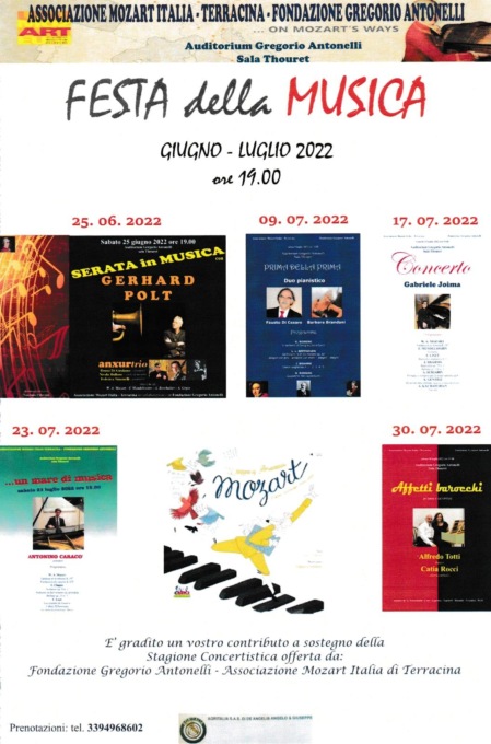 TERRACINA: FESTA DELLA MUSICA ALLA FONDAZIONE G.ANTONELLI