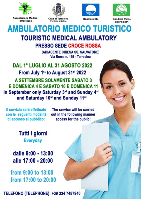 TERRACINA: DAL 1° LUGLIO APRE L’AMBULATORIO MEDICO TURISTICO