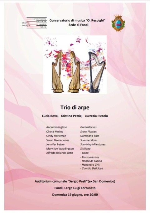 FONDI: TRIO D’ARPE ALL’AUDITORIUM COMUNALE