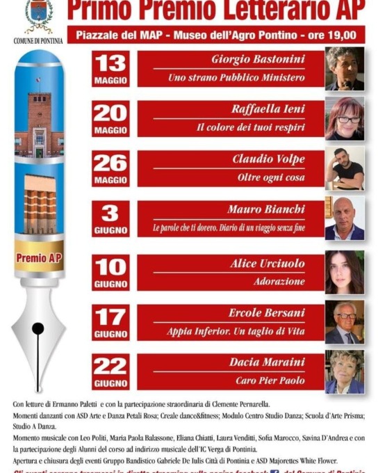 PONTINIA: ERCOLE BERSANI AL PREMIO LETTERARIO AGRO PONTINO