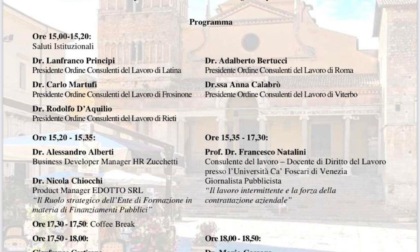 TERRACINA: CONSULENTI DEL LAVORO, IL CONVEGNO