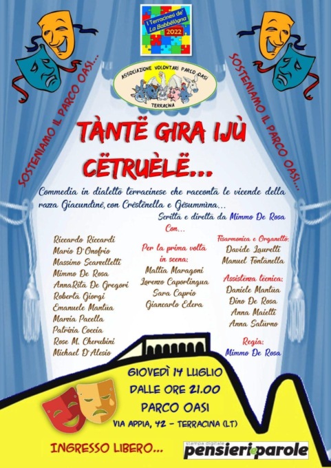 TERRACINA: PARCO OASI, STASERA LA COMMEDIA IN DIALETTO