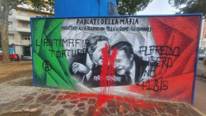 ROMA: VANDALIZZATO IL MURALE FALCONE E BORSELLINO