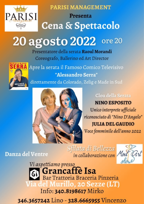 SEZZE: SPETTACOLO CON LA PARISI MANAGEMENT