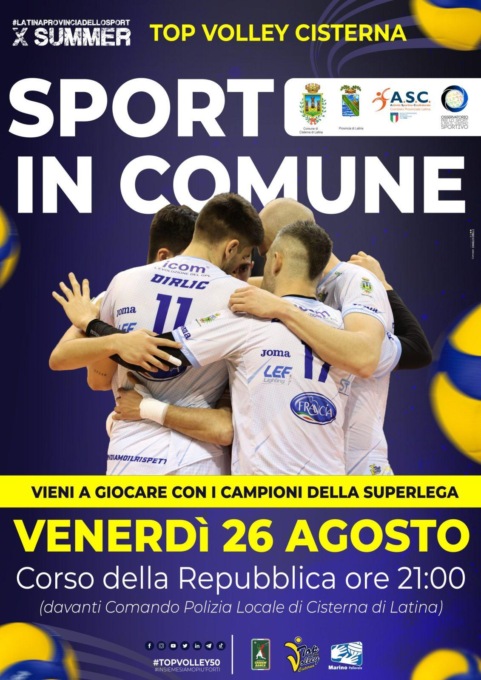 PALLAVOLO SUPERLEGA: CISTERNA, TOP VOLLEY IN PIAZZA