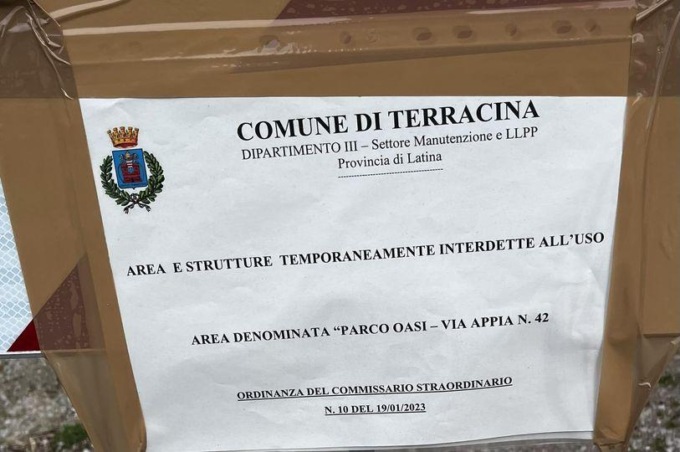 TERRACINA: CHIUDE IL PARCO OASI, LE REAZIONI