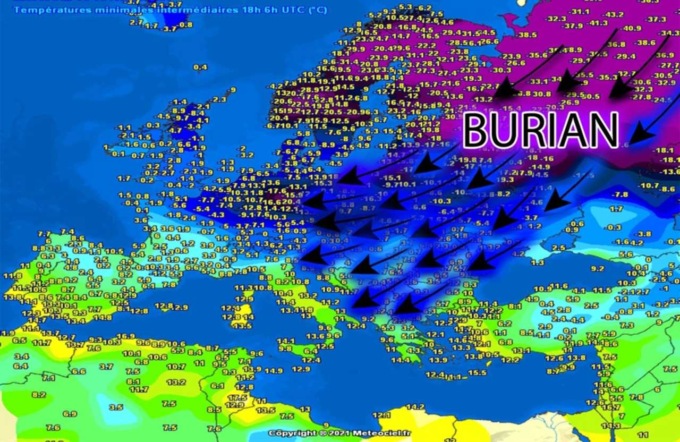MALTEMPO: DA DOMANI ARRIVA BURIAN CON IL FREDDO POLARE