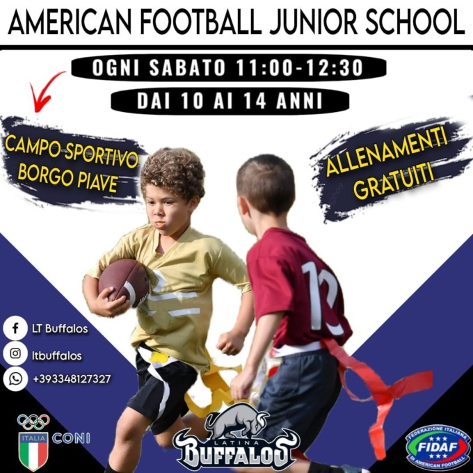FOOTBALL AMERICANO: LATINA BUFFALOS PRESENTA IL PROGETTO JUNIOR SCHOOL