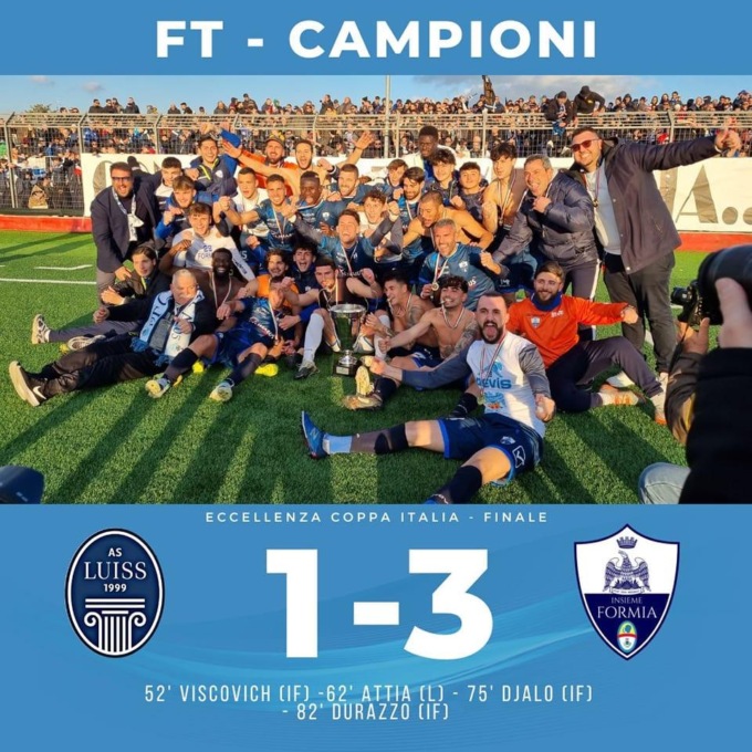 COPPA ITALIA ECCELLENZA: INSIEME FORMIA, RITORNO A CASA TRIONFALE