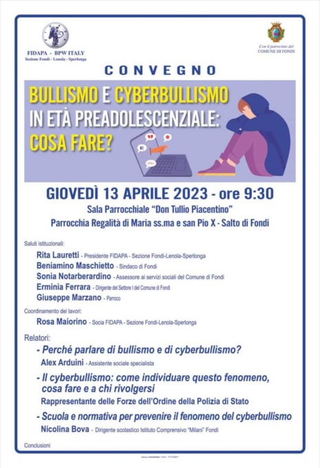 FONDI: CONVEGNO SUL BULLISMO E CYBERBULLISMO