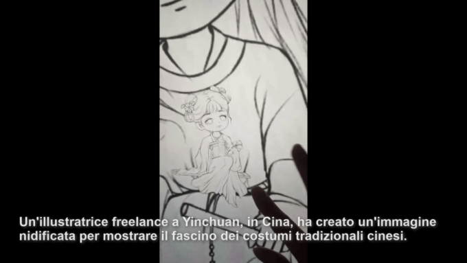 Cina: straordinaria immagine nidificata nello stile tradizionale