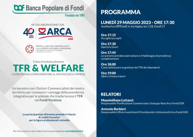 FONDI: INCONTRO SULLA PREVIDENZA INTEGRATIVA