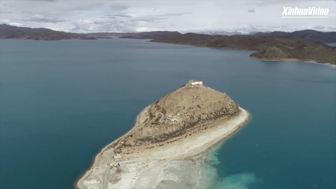 Cina: Tibet, gabbiani testabruna nel lago Yamdrok