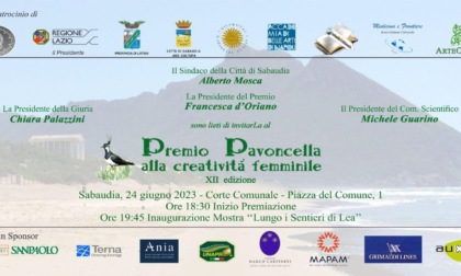 SABAUDIA: PREMIO PAVONCELLA ALLA CREATIVITA' FEMMINILE