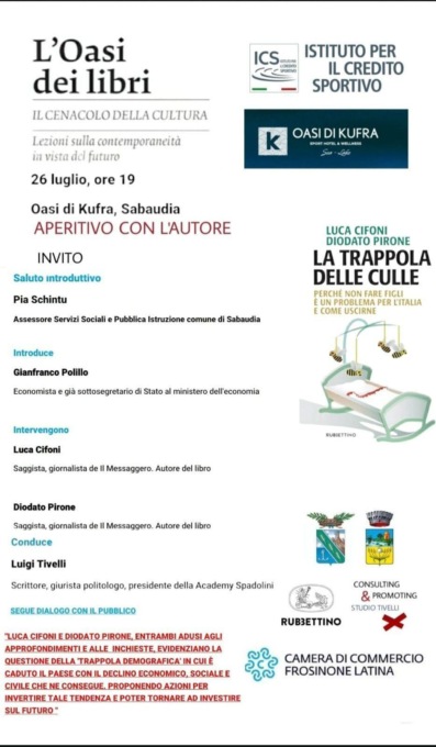 SABAUDIA: LA RASSEGNA LETTERARIA “IL CENACOLO DELLA CULTURA”