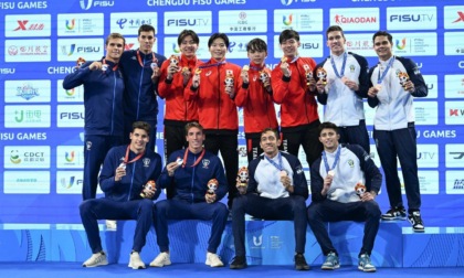 Giochi Chengdu: premiazione staffetta 4x200 m stile libero nuoto maschile