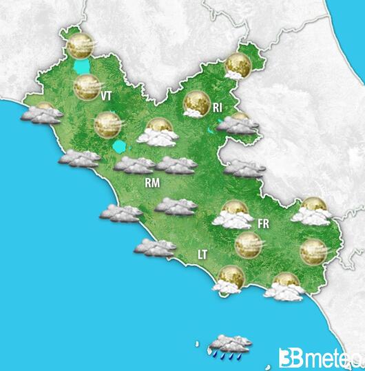 METEO: PIOGGE E CALO DELLE TEMPERATURE NEL LAZIO