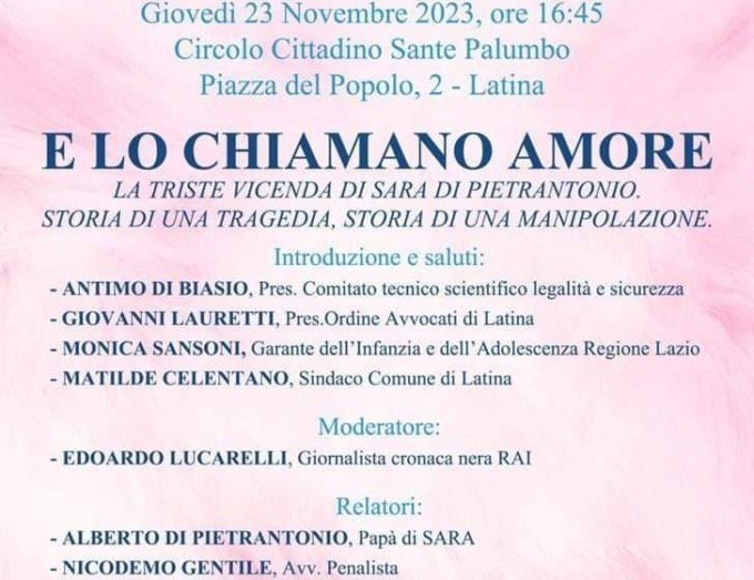 LATINA: DOMANI L’INIZIATIVA “E LO CHIAMANO AMORE”