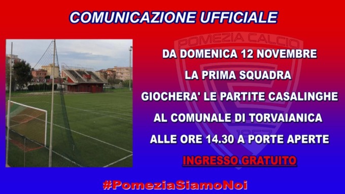 ECCELLENZA: POMEZIA, GARE CASALINGHE A TORVAIANICA