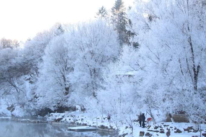 Cina: Liaoning, panorama di brina a Benxi 