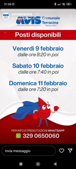 TERRACINA: AVIS, WEEK END DI DONAZIONI