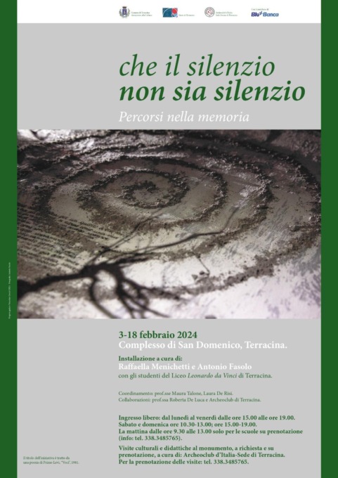TERRACINA “CHE IL SILENZIO NON SIA SILENZIO”, MOSTRA DEL LICEO A S.DOMENICO