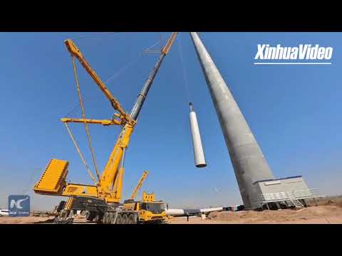 Cina: gru gommata completa prima installazione di turbine eoliche