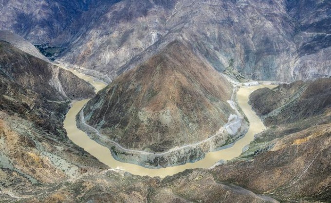 Cina: Yunnan, veduta aerea del fiume Jinsha