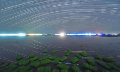 Cina: Heilongjiang, panorama notturno delle risaie (1)