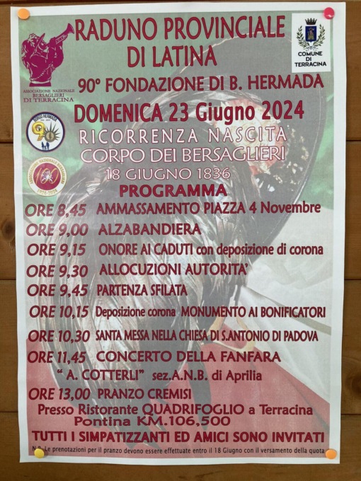 TERRACINA: DOMANI A BORGO HERMADA LA FESTA DEI BERSAGLIERI
