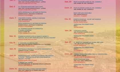 TERRACINA: LUGLIO, IL CALENDARIO DEGLI EVENTI