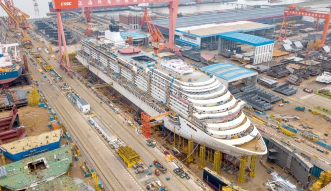 Cina: seconda grande nave da crociera costruita nel Paese entrerà in servizio nel 2027