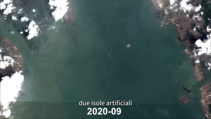 Cina: immagini satellitari mostrano stato lavori ultimo mega collegamento marittimo