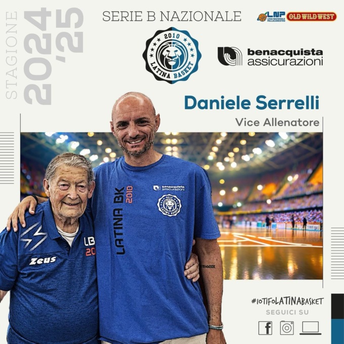BASKET B NAZIONALE: DANIELE SERRELLI VICE ALLENATORE