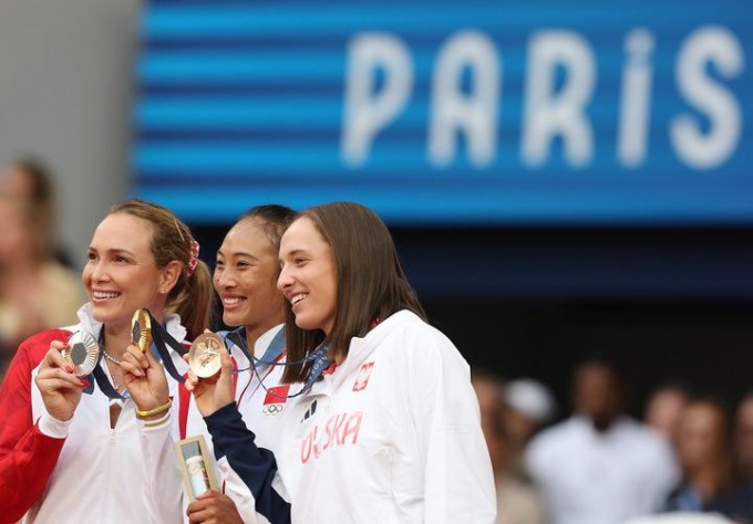 Olimpiadi: cerimonia di premiazione del singolare femminile di tennis