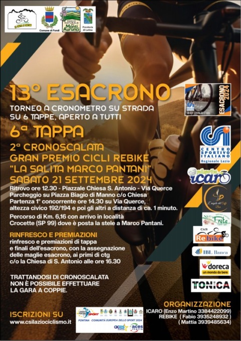 CICLISMO: FONDI, CRONOSCALATA NEL RICORDO DI MARCO PANTANI
