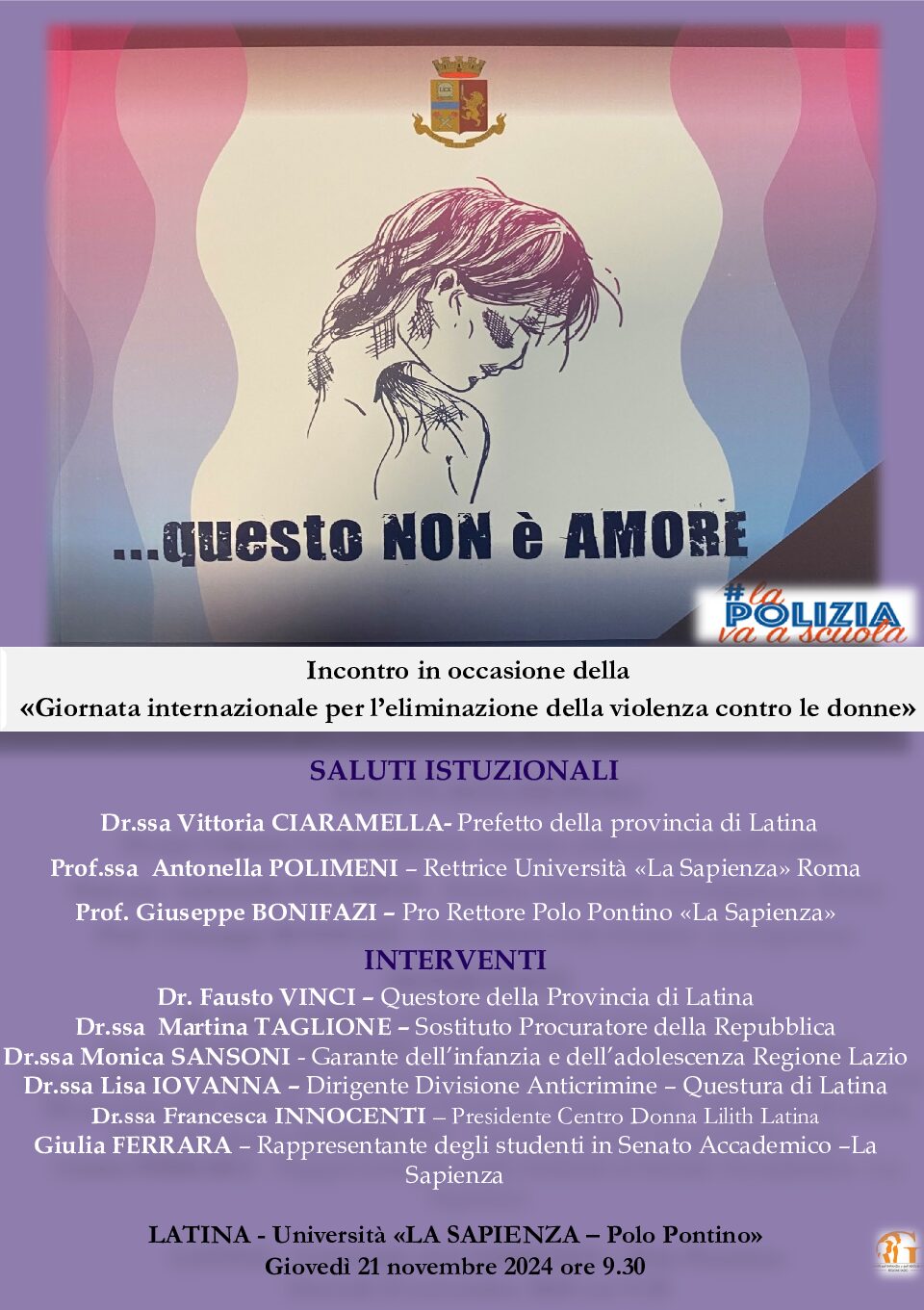 LATINA: "QUESTO NON E' AMORE", CONVEGNO ALL'UNIVERSITA'