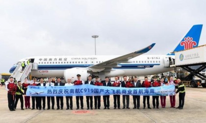 Cina: aereo nazionale C919 arrivato per la prima volta a Hainan