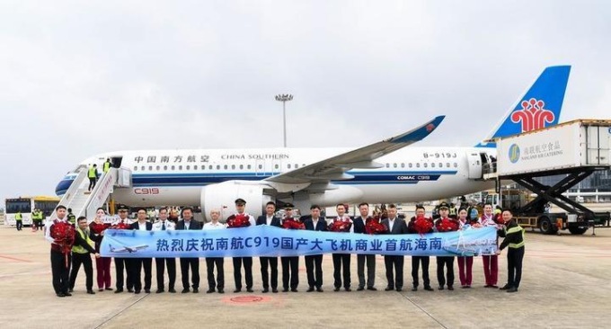 Cina: aereo nazionale C919 arrivato per la prima volta a Hainan
