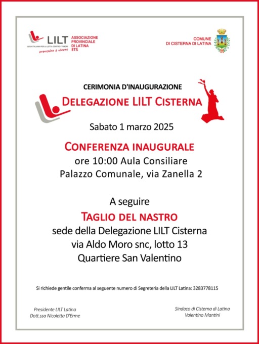 Sabato l’inaugurazione della sede della Lilt