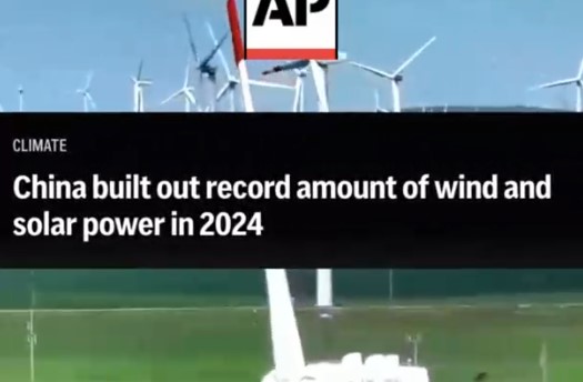 Cina: AP, costruita quantità record di impianti eolici e solari nel 2024