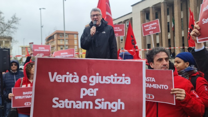 Morte Satnam, il presidio della Cgil